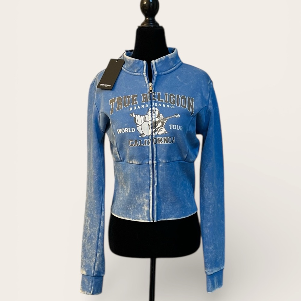 True Religion Women's Light Blue zip up